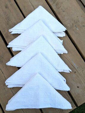 Vintage Set of 5 Pure Cotton Table Napkins – Cottage Farmhouse Dining Linens